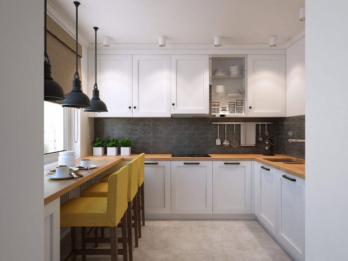 small kitchen with a bar counter