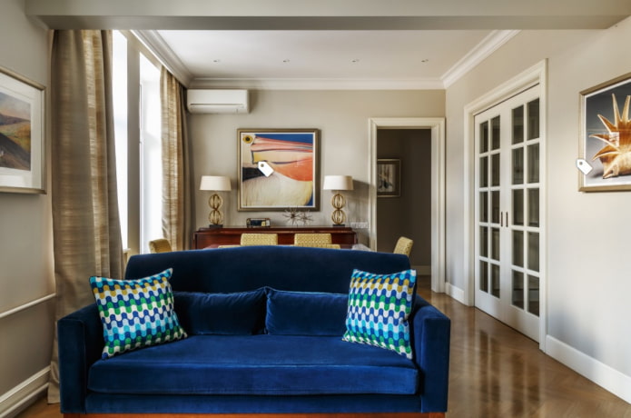 zoning of a walk-through living room