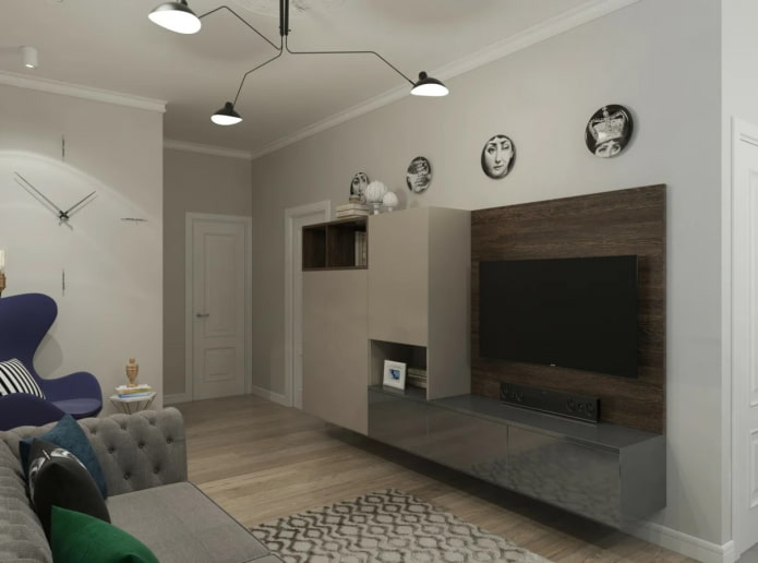 large living room with a niche