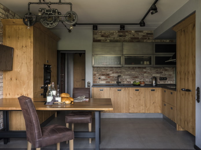 A solid wall in the loft style