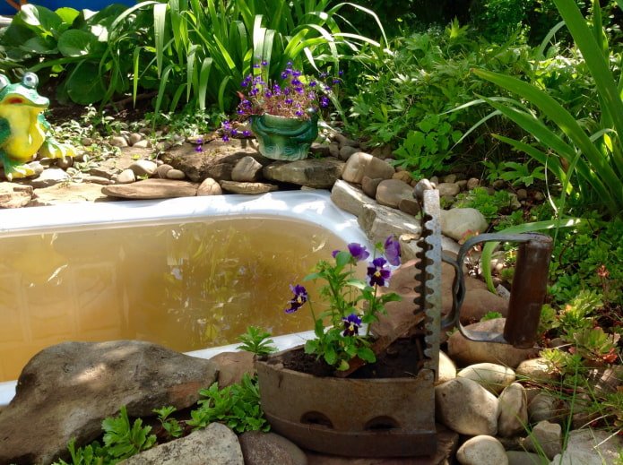 Pond from an old bathtub