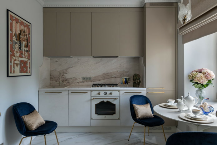 built-in straight kitchen