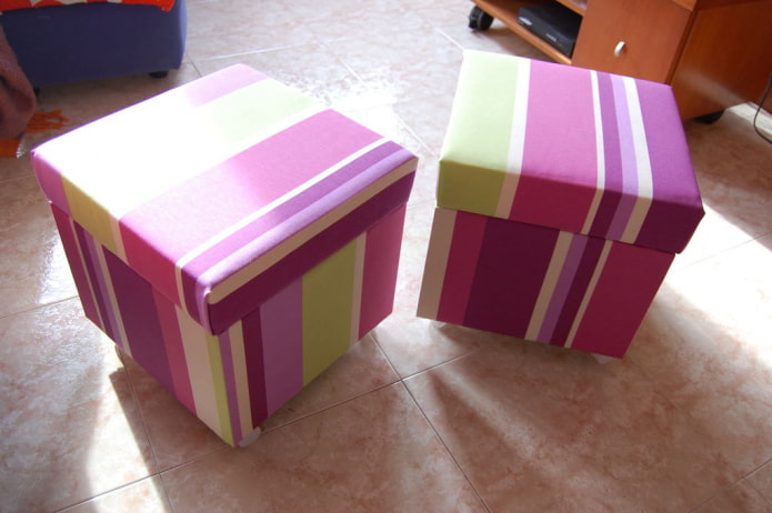 chipboard poufs with a lid