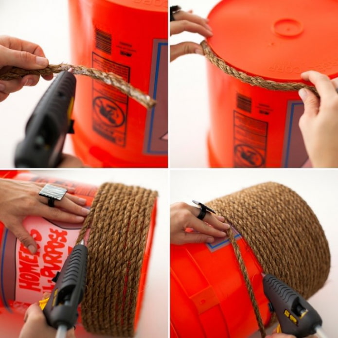 jute rope and bucket