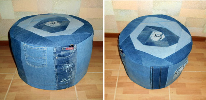 pouf from old jeans