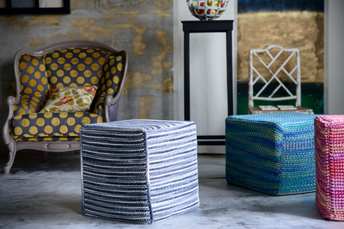 frameless poufs in the interior