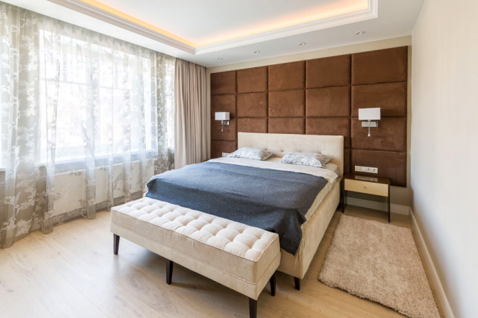 bedside pouf in the bedroom interior