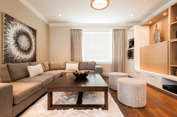 poufs in the living room interior