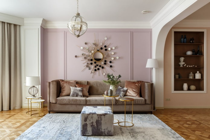 fabric pouf in the living room interior