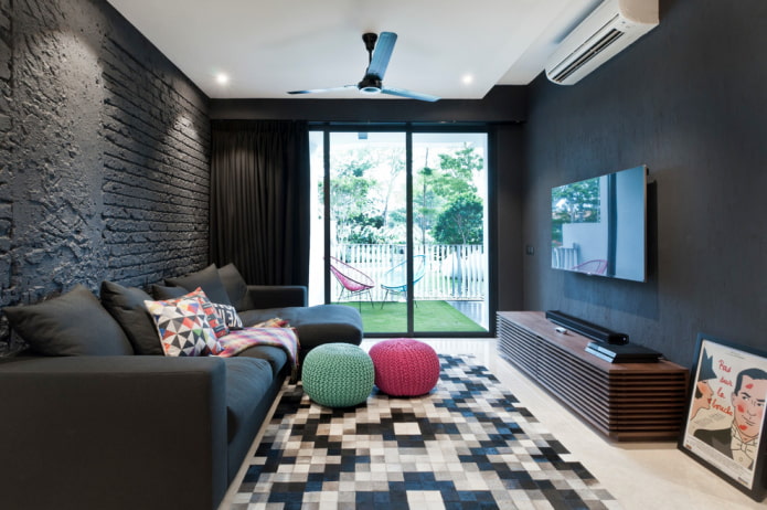 poufs in the living room interior