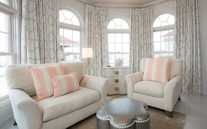 curly pouf in the living room interior