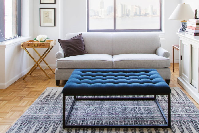 large pouf in the living room interior