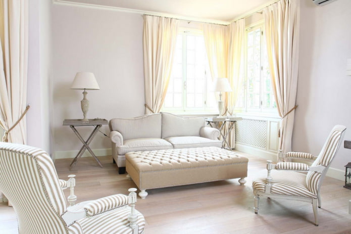 rectangular pouf in the living room interior