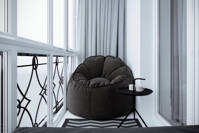 pouf in the interior of the loggia