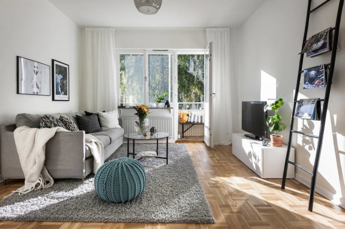 pouf in a Scandinavian-style interior