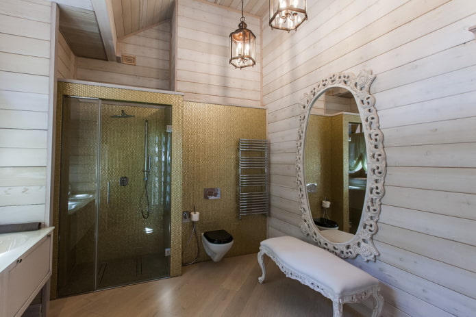 pouf in the bathroom interior