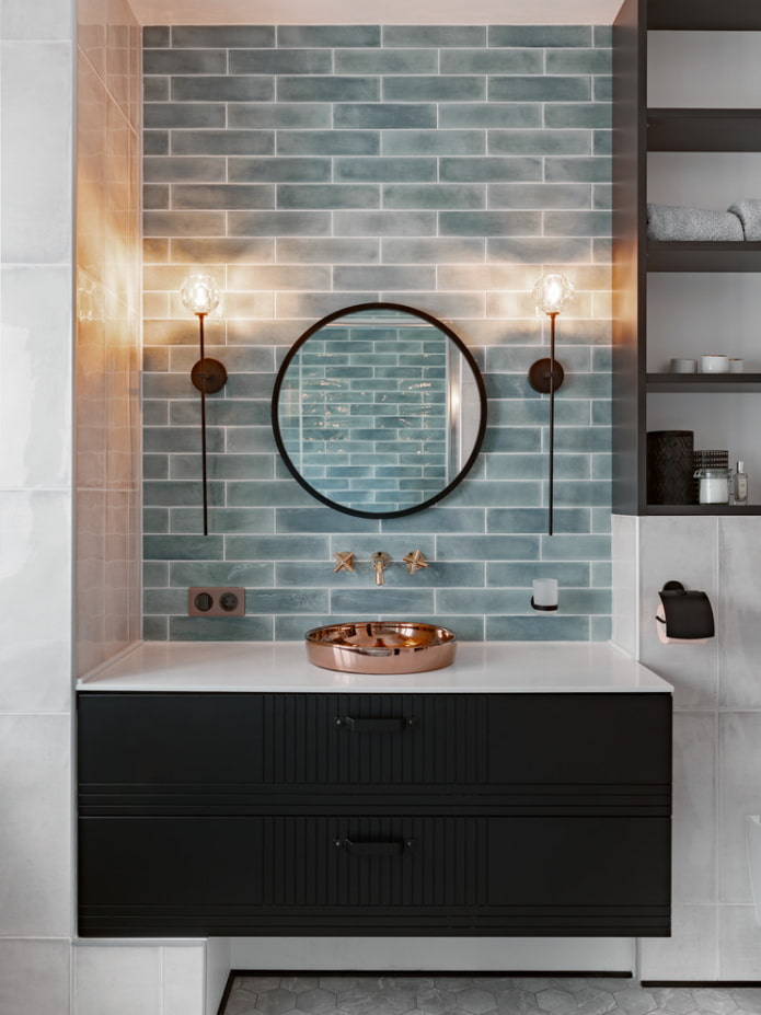 offset tile layout in the bathroom