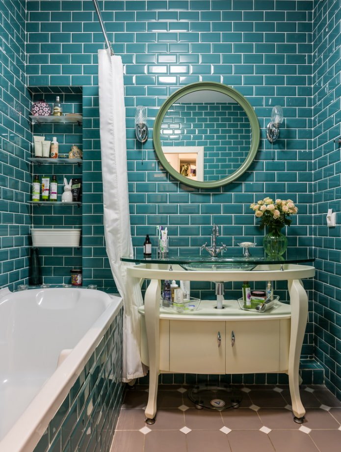 offset tile layout in the bathroom