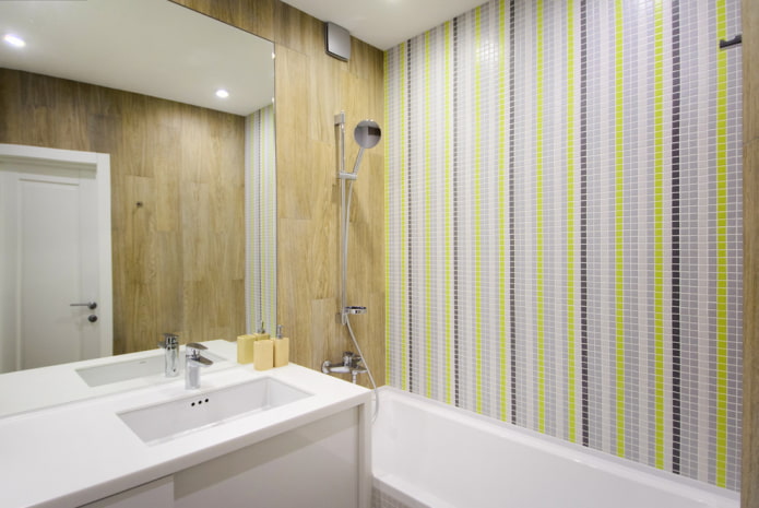 linear tile layout in the bathroom