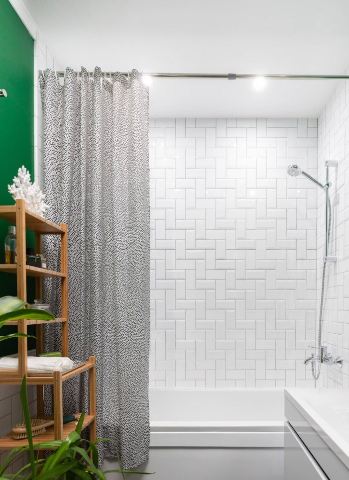 modular tile layout in the bathroom