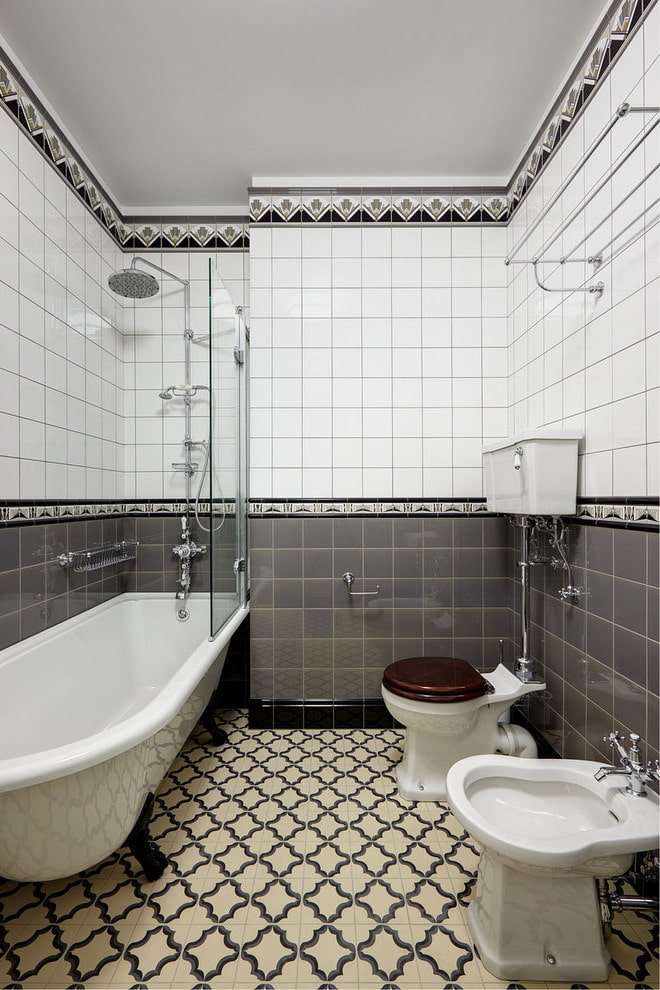 tile layout in the bathroom interior