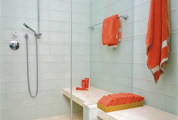 modular tile layout in the bathroom