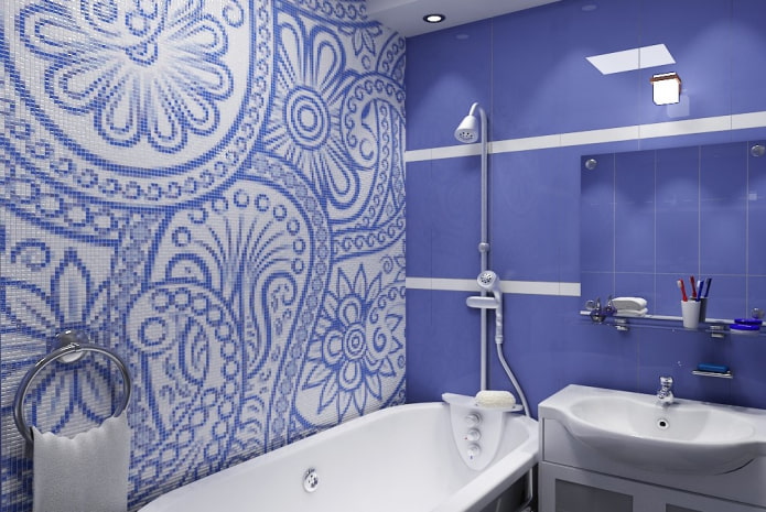 tile layout with an ornament in the bathroom interior