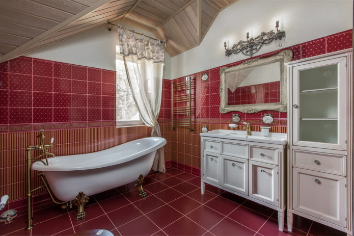 tile layout with a border in the bathroom interior
