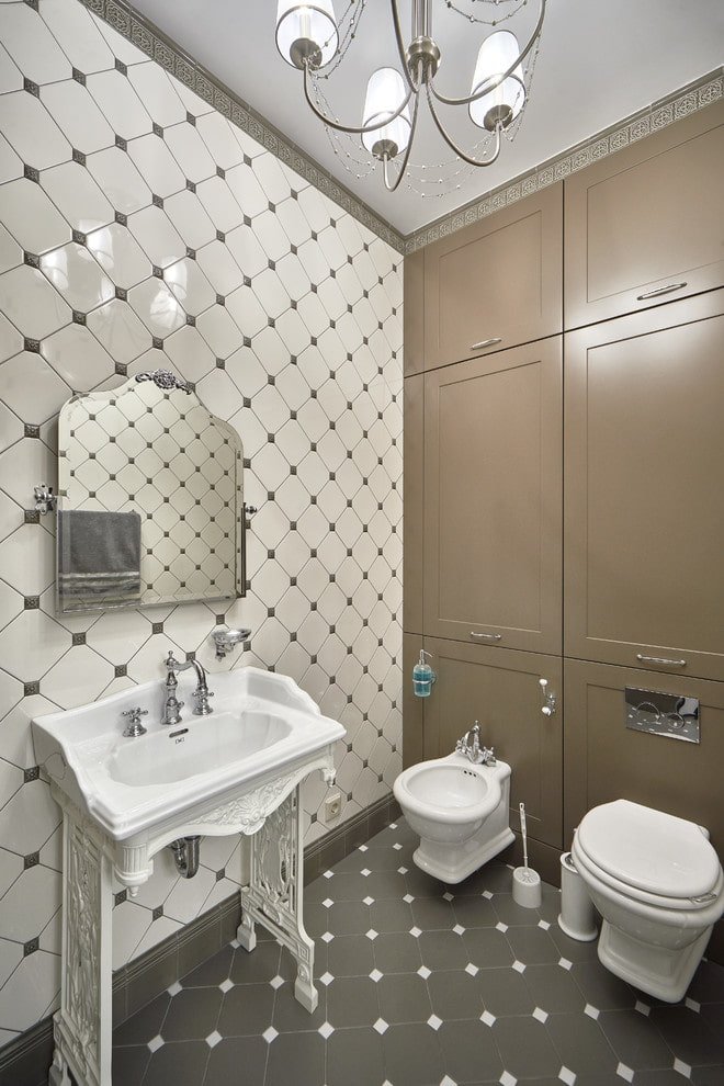 tile layout in the bathroom interior