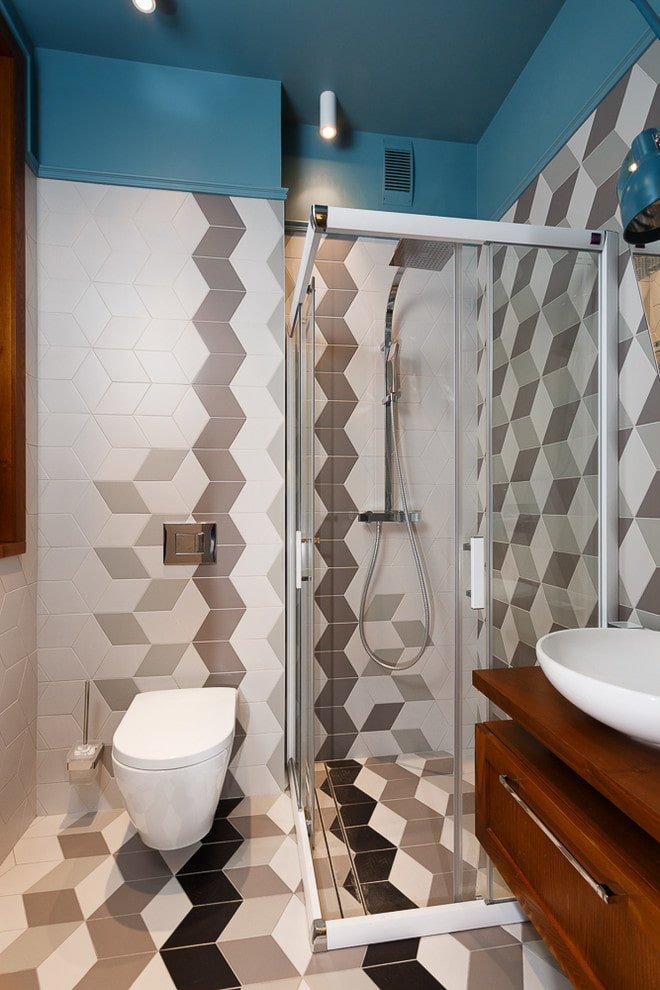 tile layout in the bathroom interior