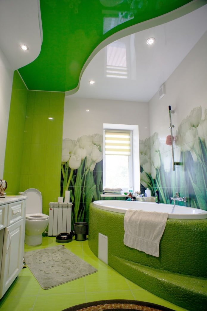 multi-level ceiling in the bathroom