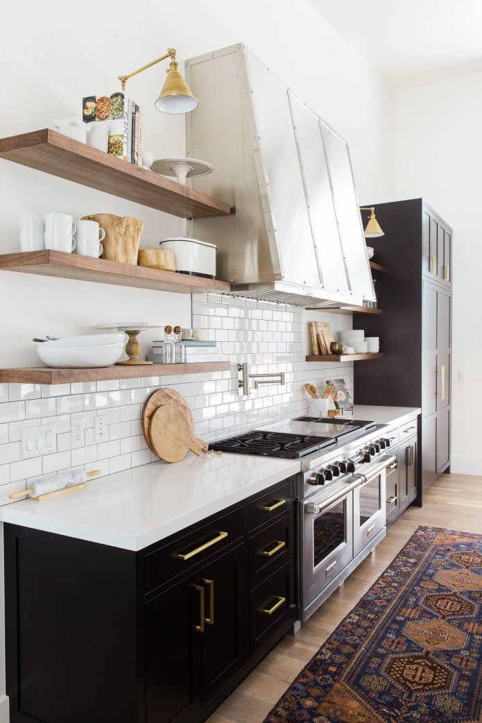 kitchen with open shelves