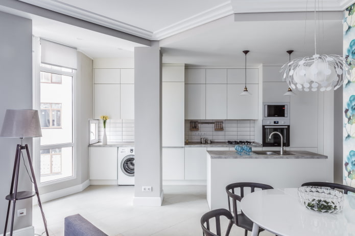 kitchen with a column