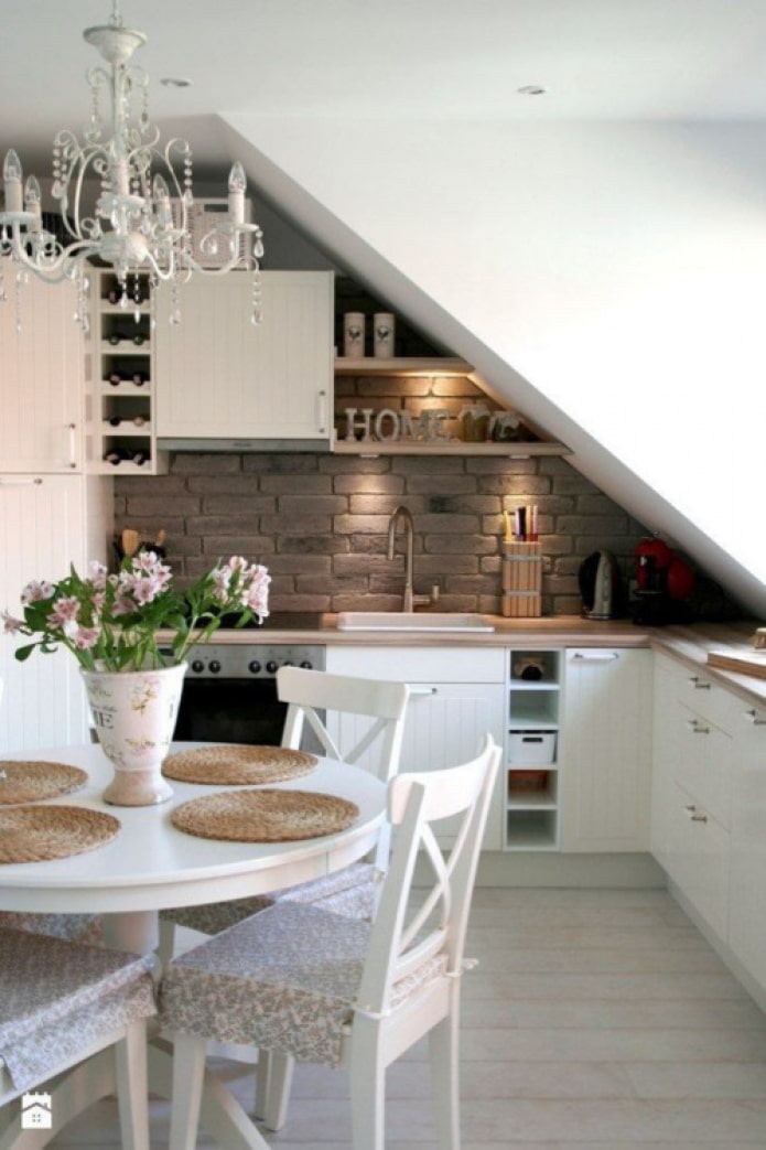 mansard roof in the kitchen