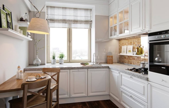 kitchen set under the window