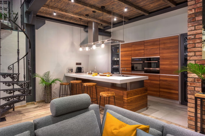 kitchen-living room in loft style