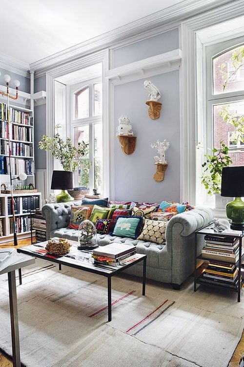 sofa with its back to the window