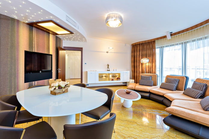 circular arrangement of furniture in the living room