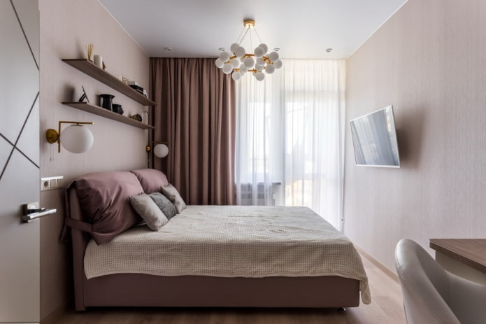 shelves above the bed