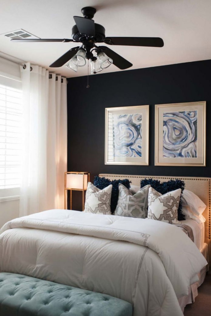 black wall in the bedroom