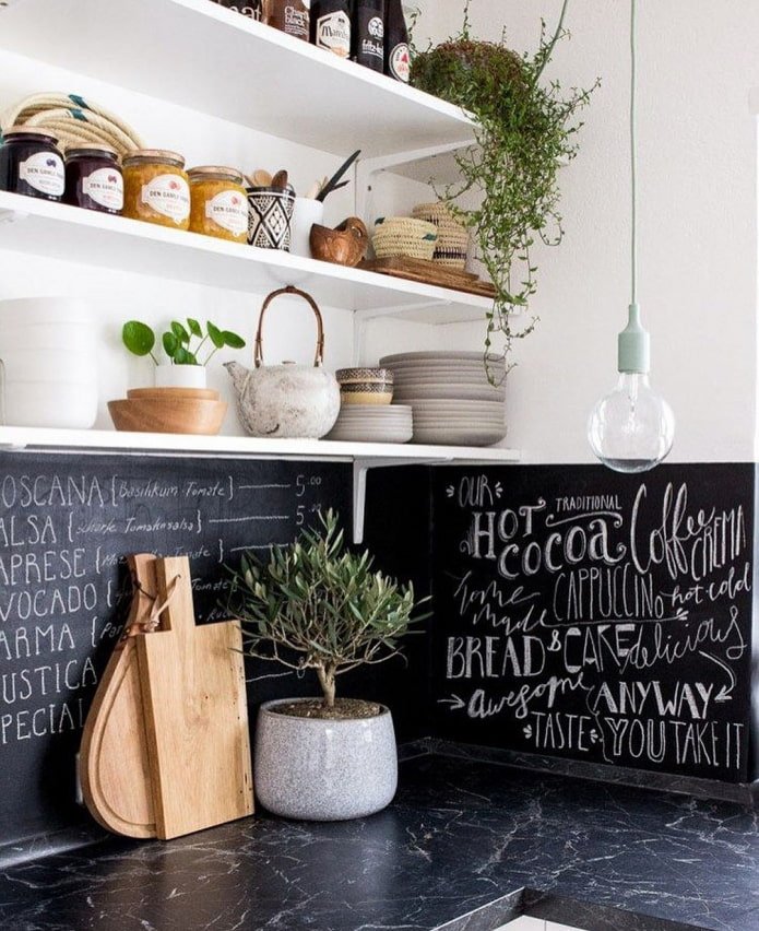 flowers on the kitchen shelves