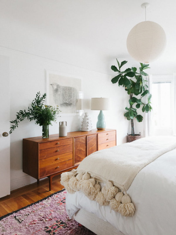 Plants in the bedroom interior