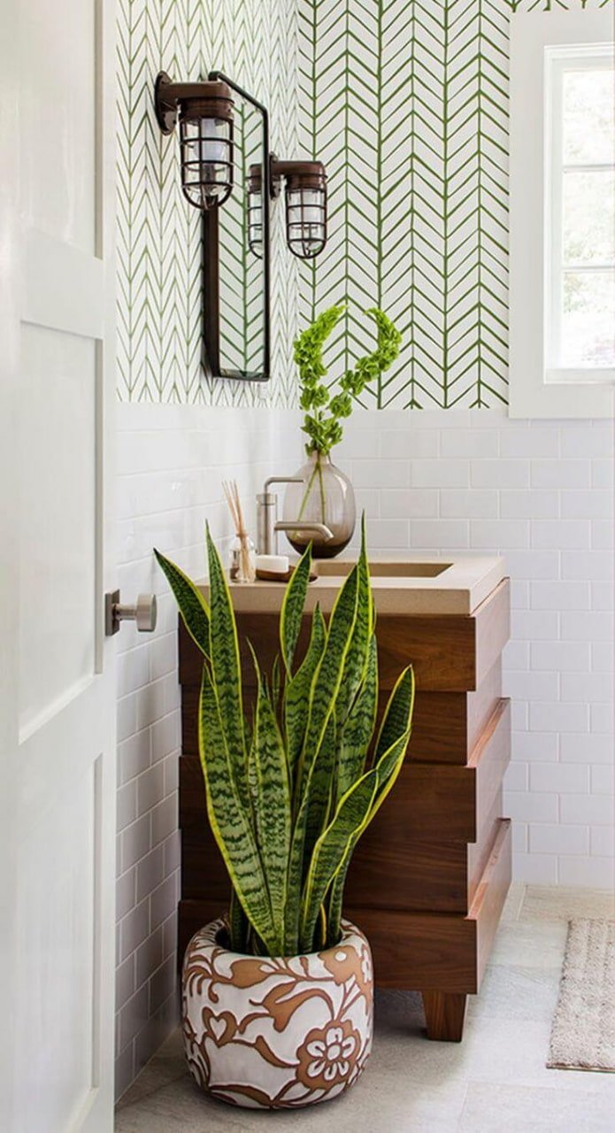 flowers on the floor in the bathroom