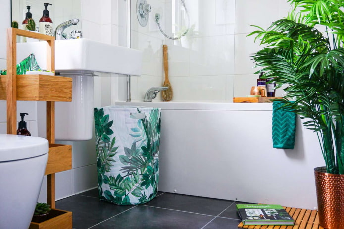 palm tree on the floor in the bathroom