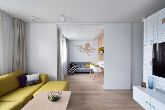 sliding plastic doors in the interior