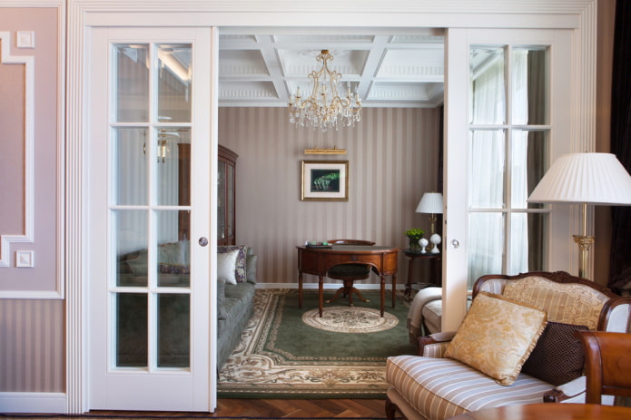sliding white doors in the interior
