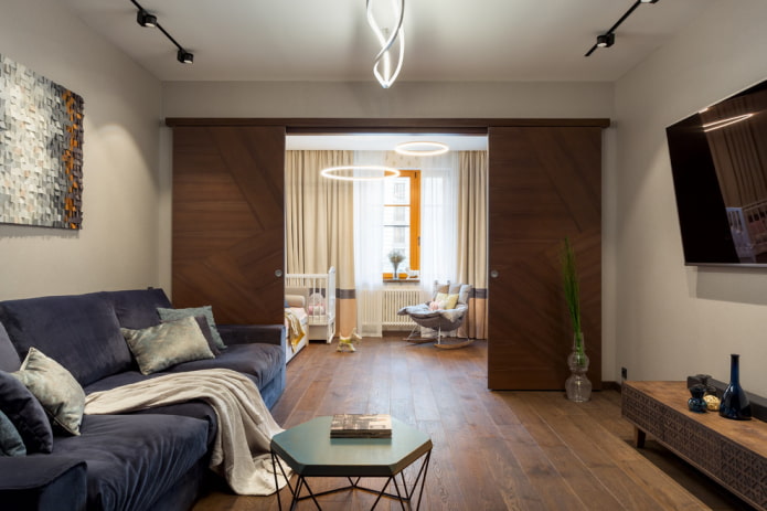 sliding panels for zoning the room