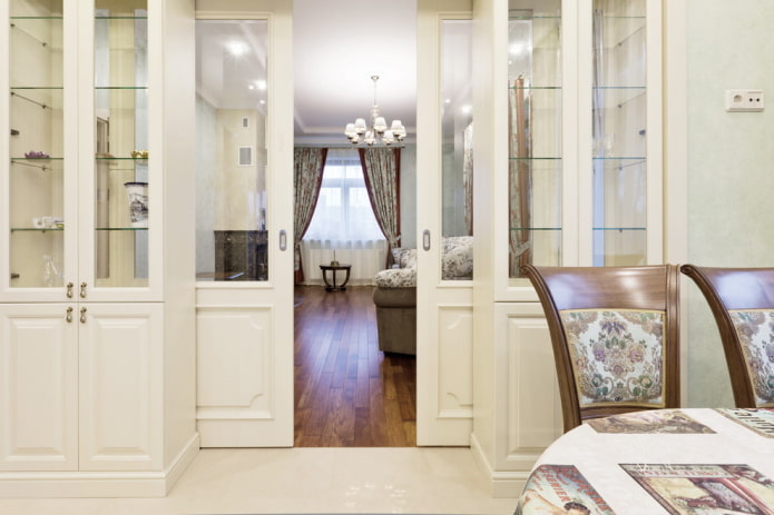 sliding white doors in the interior