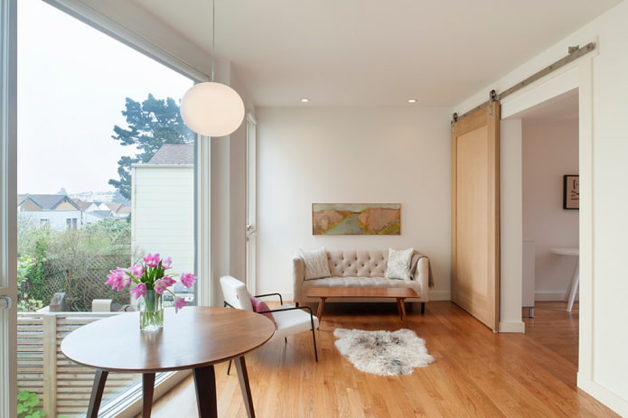 sliding suspended doors in the interior