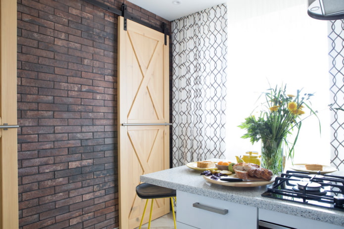 sliding door panels in the kitchen